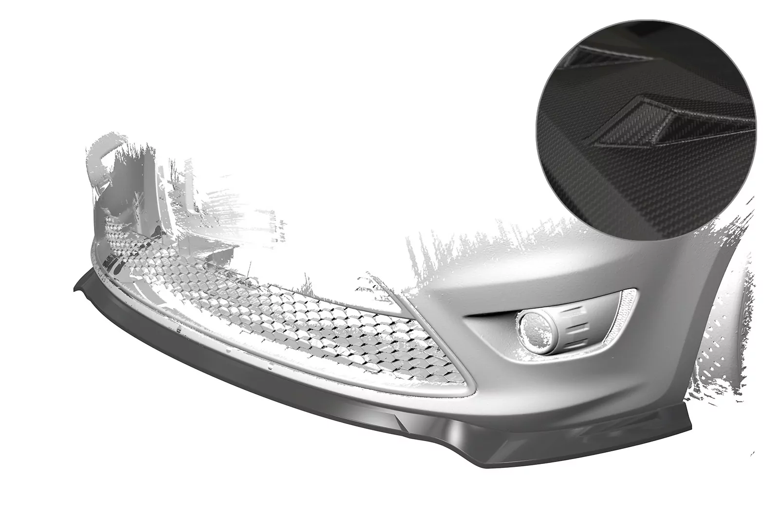 Cup-Spoilerlippe für Ford Focus MK2 ST CSL509-M Carbon Look (matt)