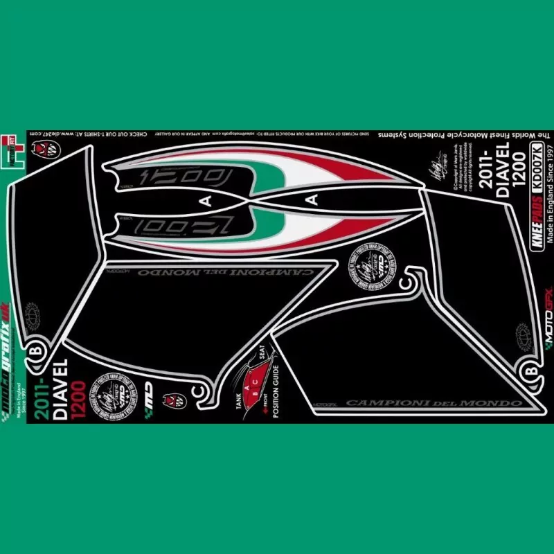 Motografix Tankschutz Knie Pads Ducati DIAVEL 1200 KD007K