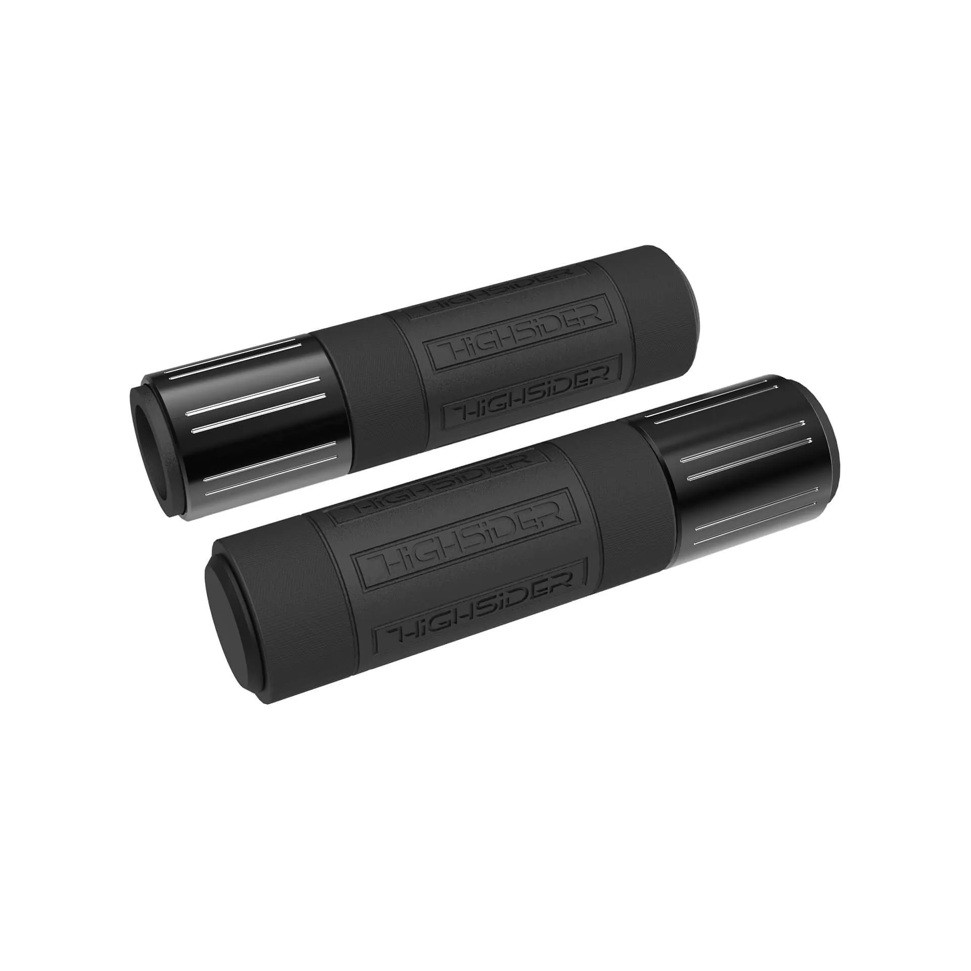 HIGHSIDER Conero Handlebar Grip Rubber, 7/8" (22,2 mm), 132 mm, Black Glossy With polished bevels