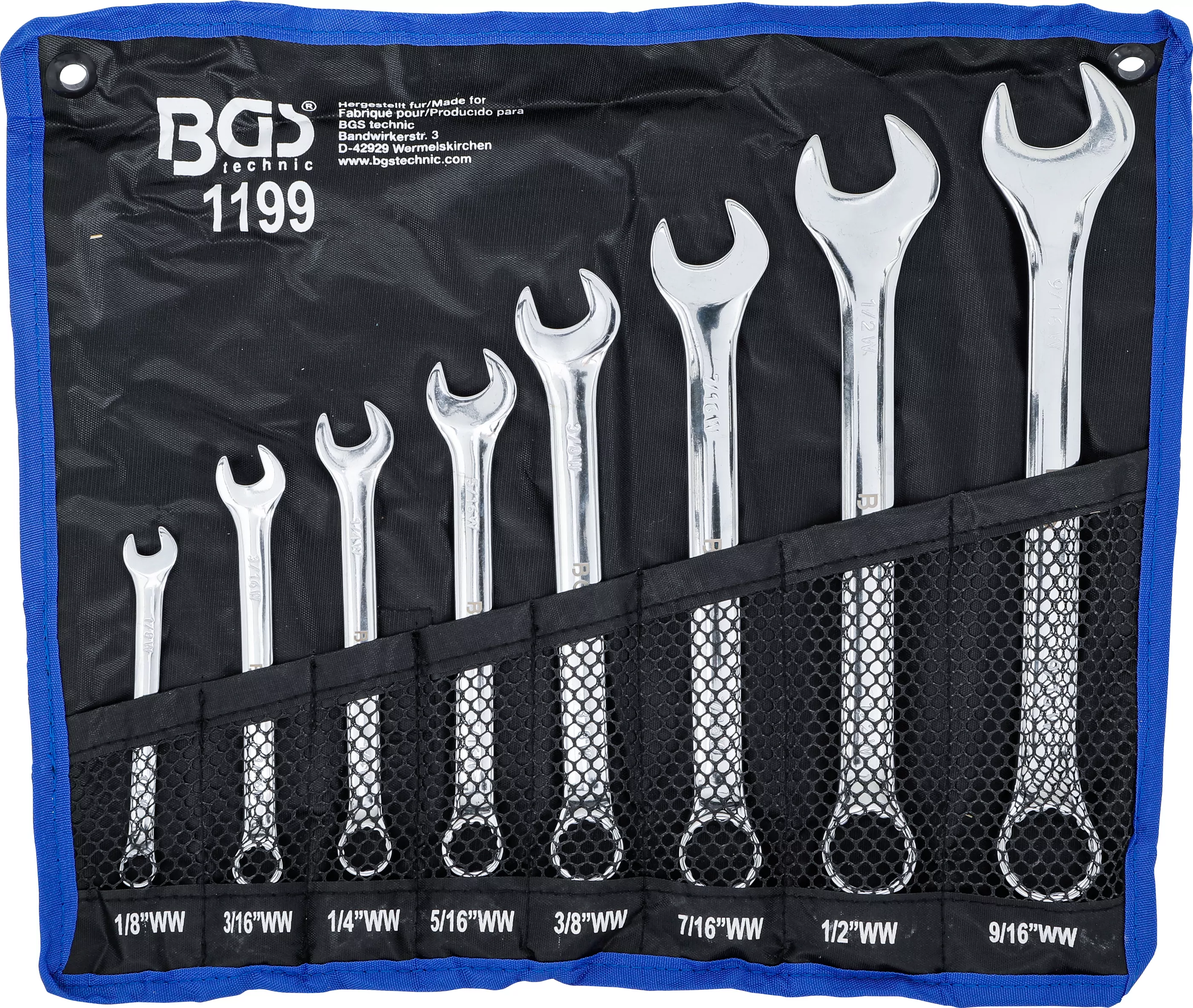 Maul-Ringschlüssel-Satz | Zollgrößen | SW 1/8" - 9/16" Withworth | 8-tlg.