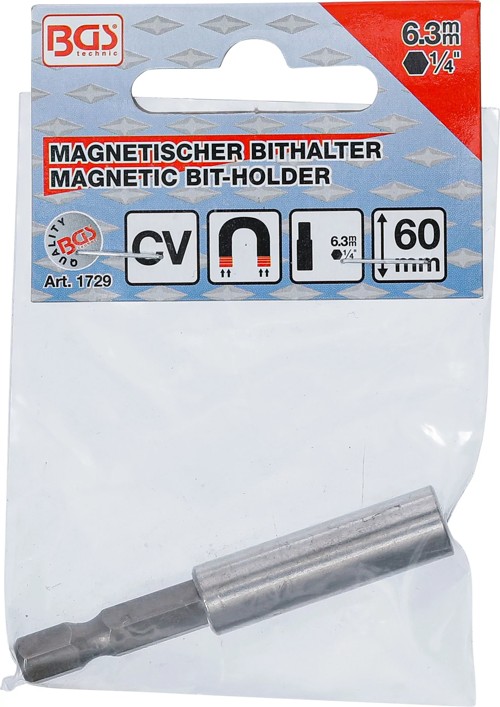 Magnetischer Bithalter | Abtrieb Außensechskant 6,3 mm (1/4") | 60 mm