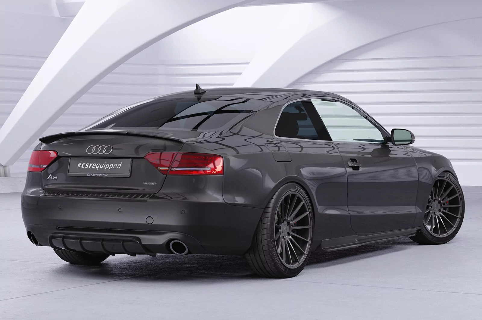 Heckansatz für Audi A5 8T Basis HA238 Schwarz Strukturiert