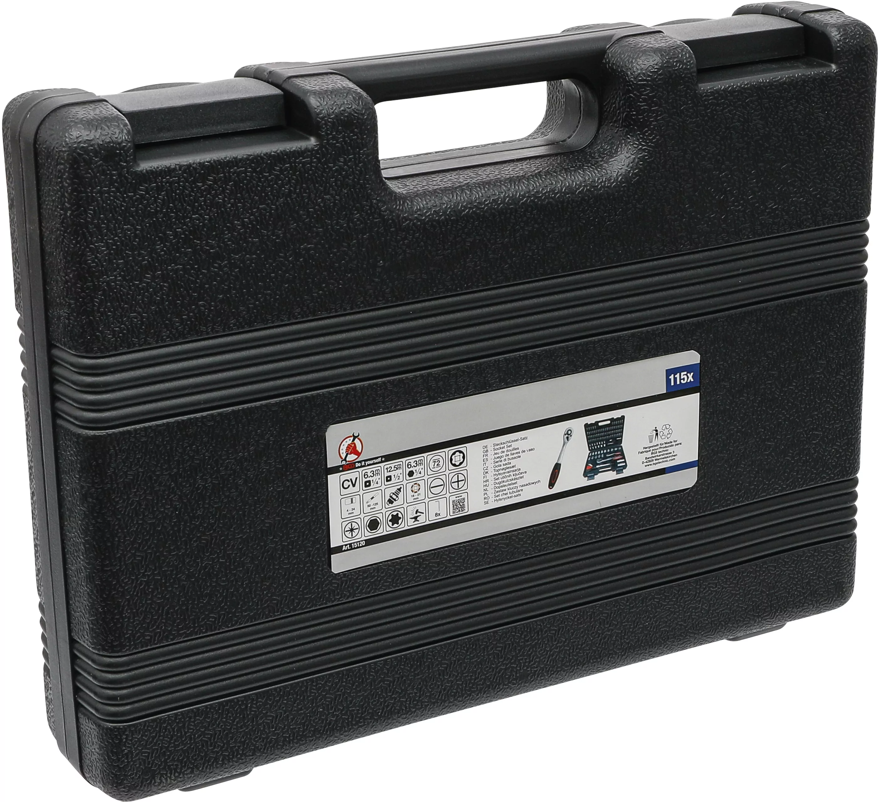 Steckschlüssel-Satz Wellenprofil | Antrieb 6,3 mm (1/4") / 12,5 mm (1/2") | 115-tlg.