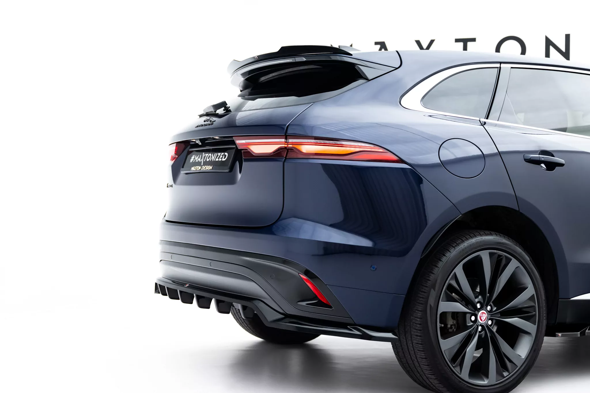 Mittlerer Cup Diffusor DTM Look Heck Ansatz Für Jaguar F-Pace R-Sport Mk1 Facelift Schwarz Hochglanz