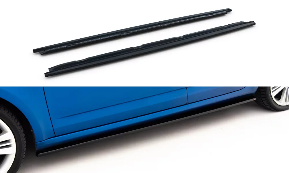 Seitenschweller Ansatz Passend Für Passend Für SKODA OCTAVIA III RS FL UND Vor FL Schwarz Hochglanz Schwarz Hochglanz