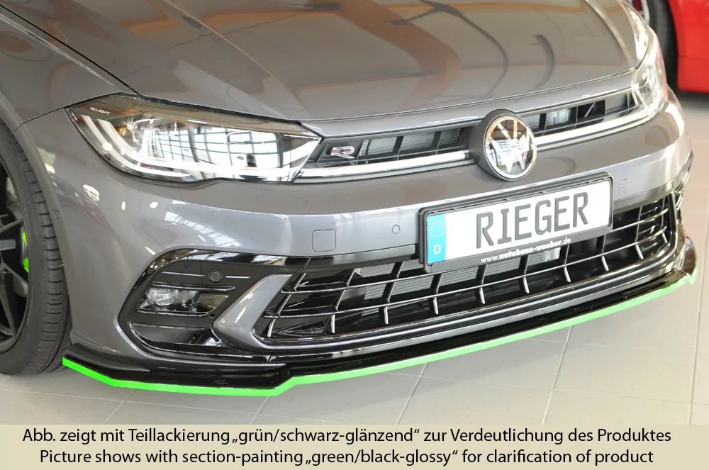 Rieger Spoilerschwert glanz schwarz für VW Polo (AW) R-Line 5-tür. 06.21- (ab Facelift)