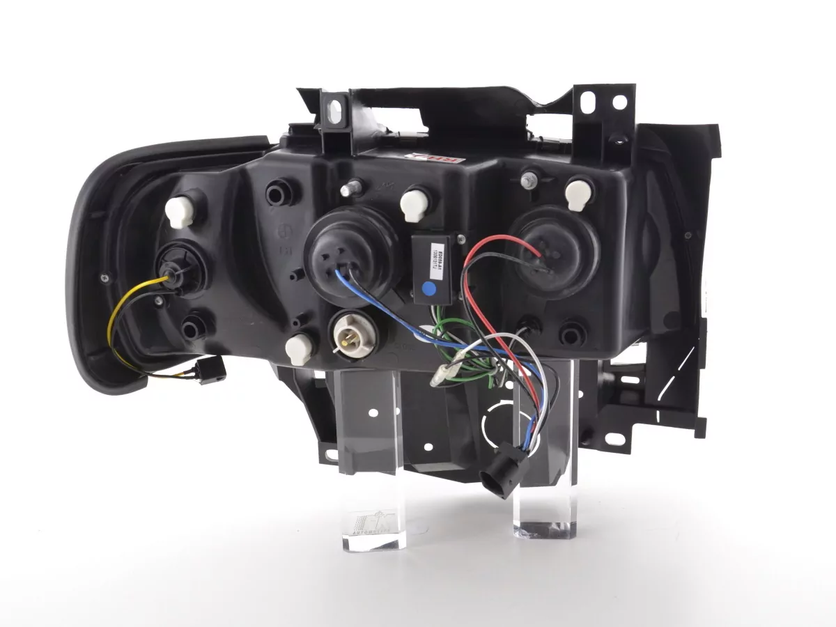 Scheinwerfer Set Daylight LED TFL-Optik VW Bus Typ T4 Bj. 96-03 schwarz für Rechtslenker