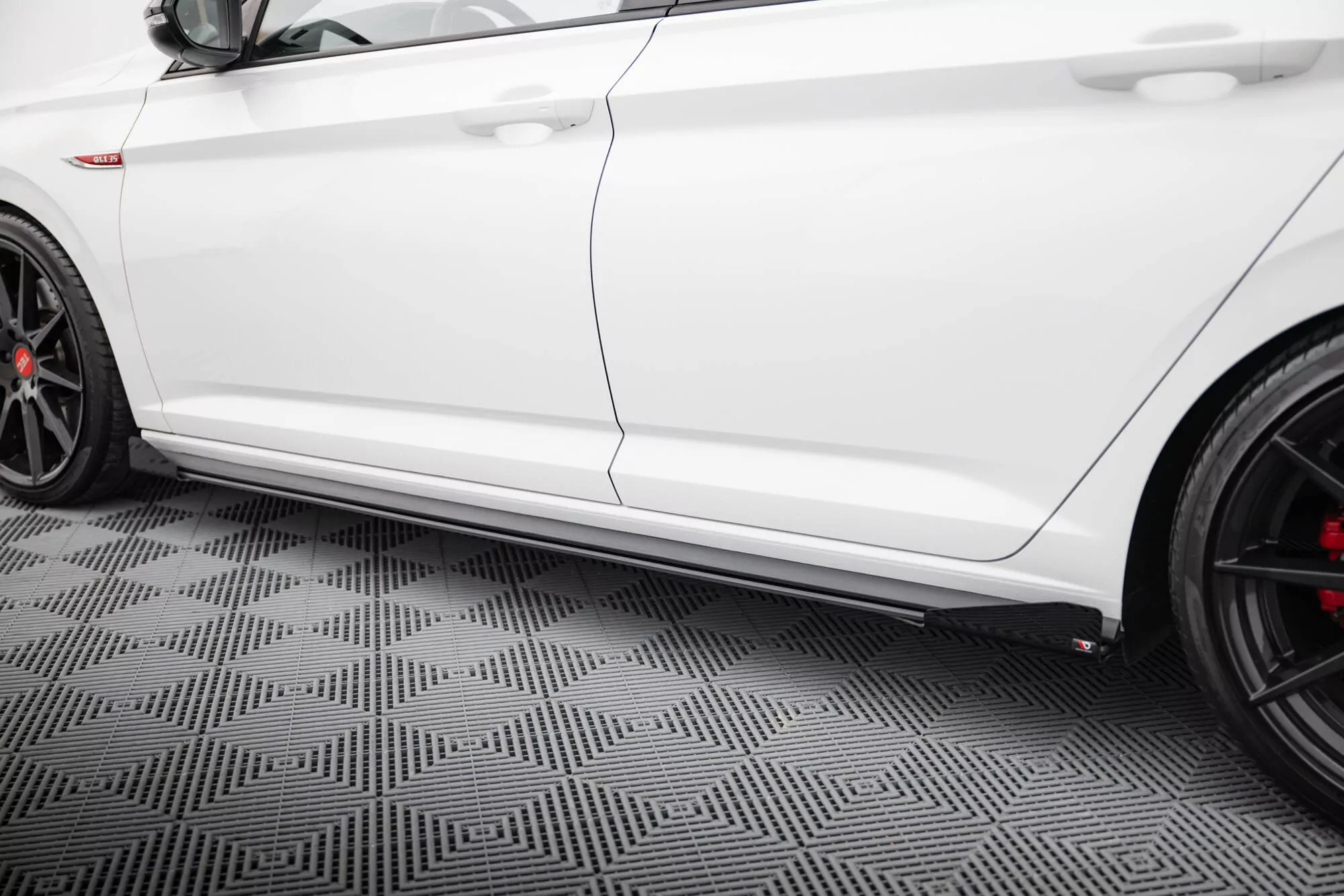 Street Pro Seitenschweller Ansatz Für + Flaps Volkswagen Jetta GLI Mk7 Schwarz Hochglanz