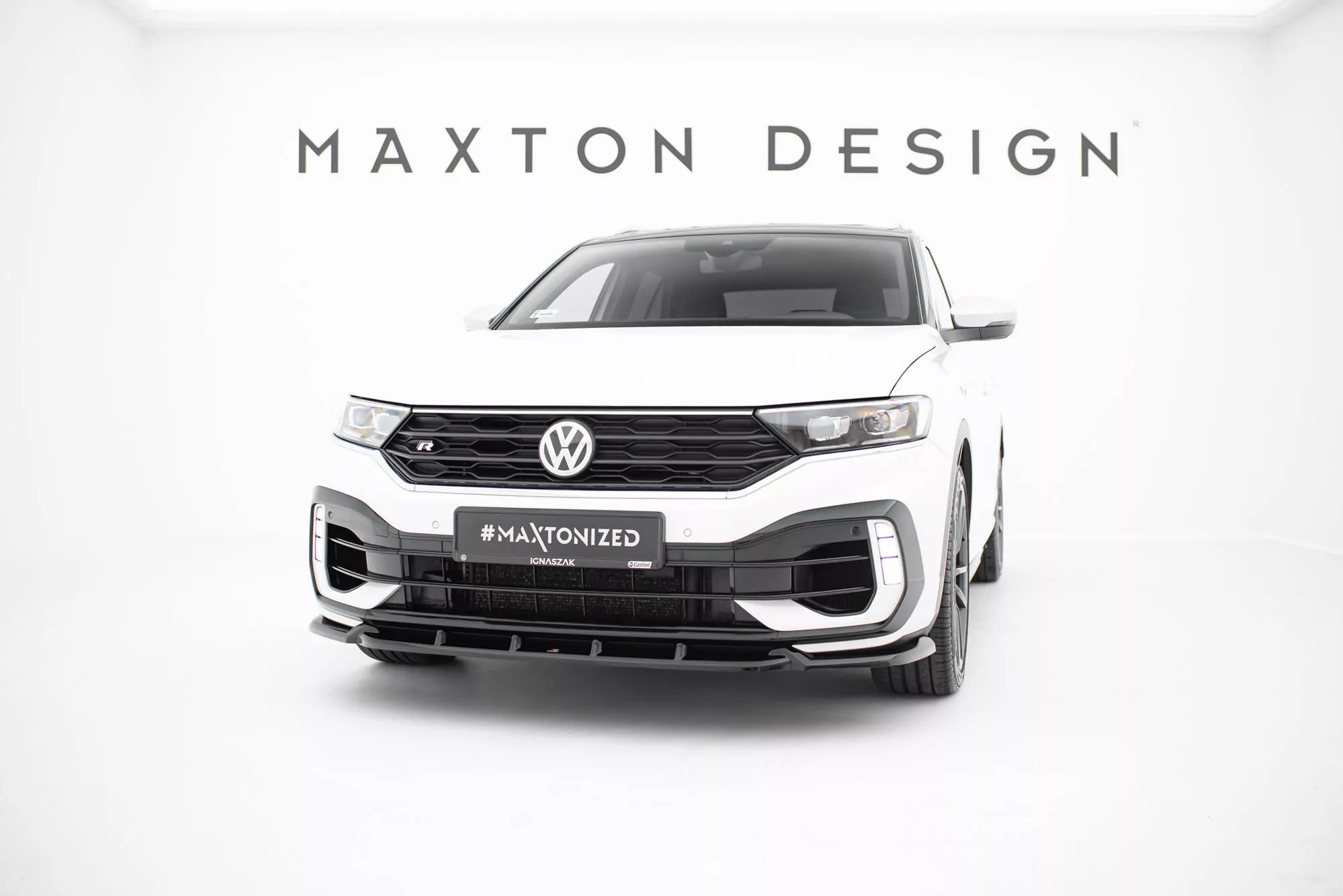 Front Ansatz Für Volkswagen T-Roc R Mk1 Schwarz Hochglanz