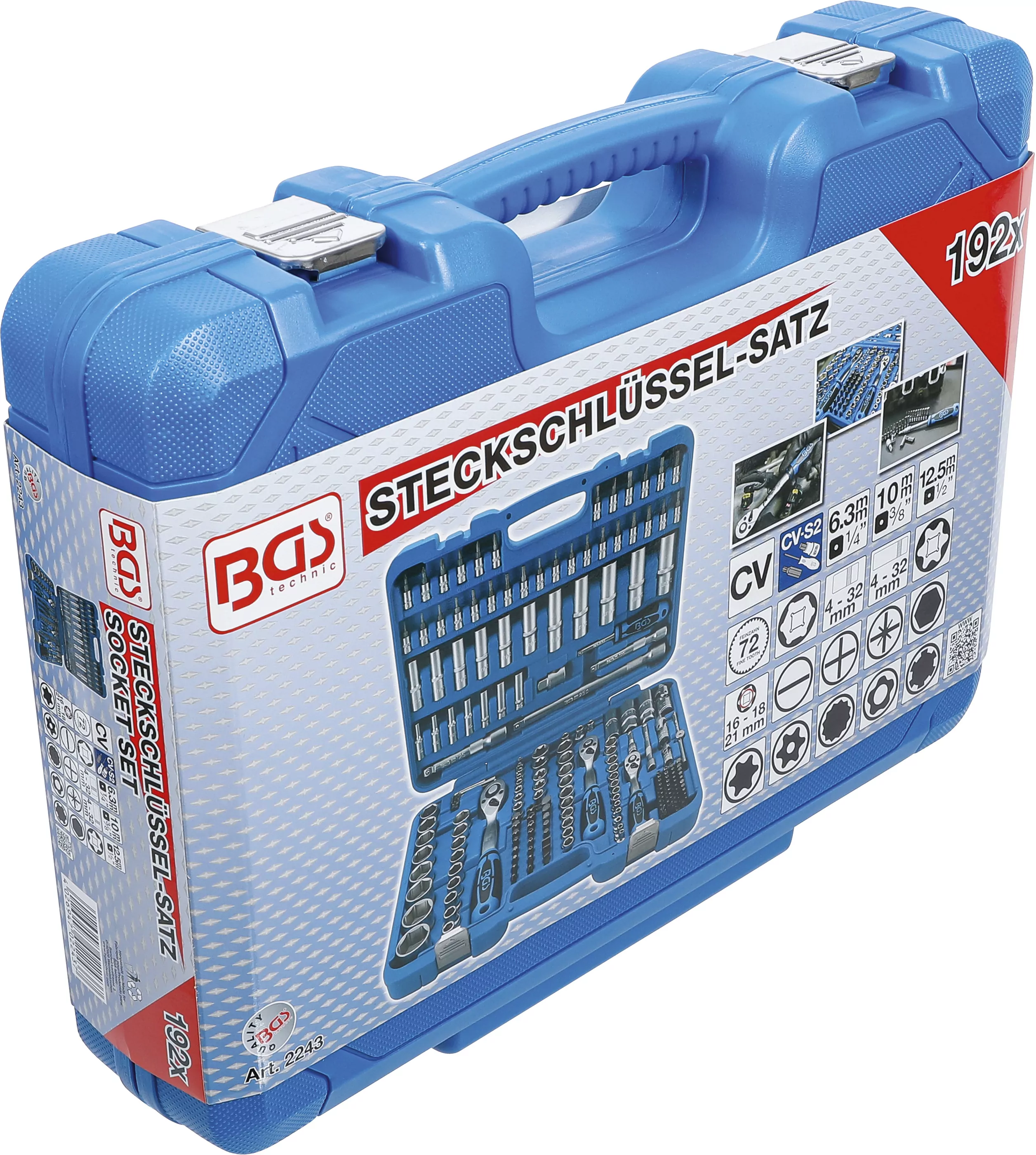 Steckschlüssel-Satz Sechskant | Antrieb 6,3 mm (1/4") / 10 mm (3/8") / 12,5 mm (1/2") | 192-tlg.