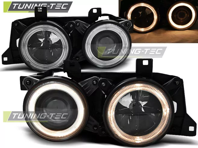 HEADLIGHTS ANGEL EYES BLACK fits BMW E32/E34  