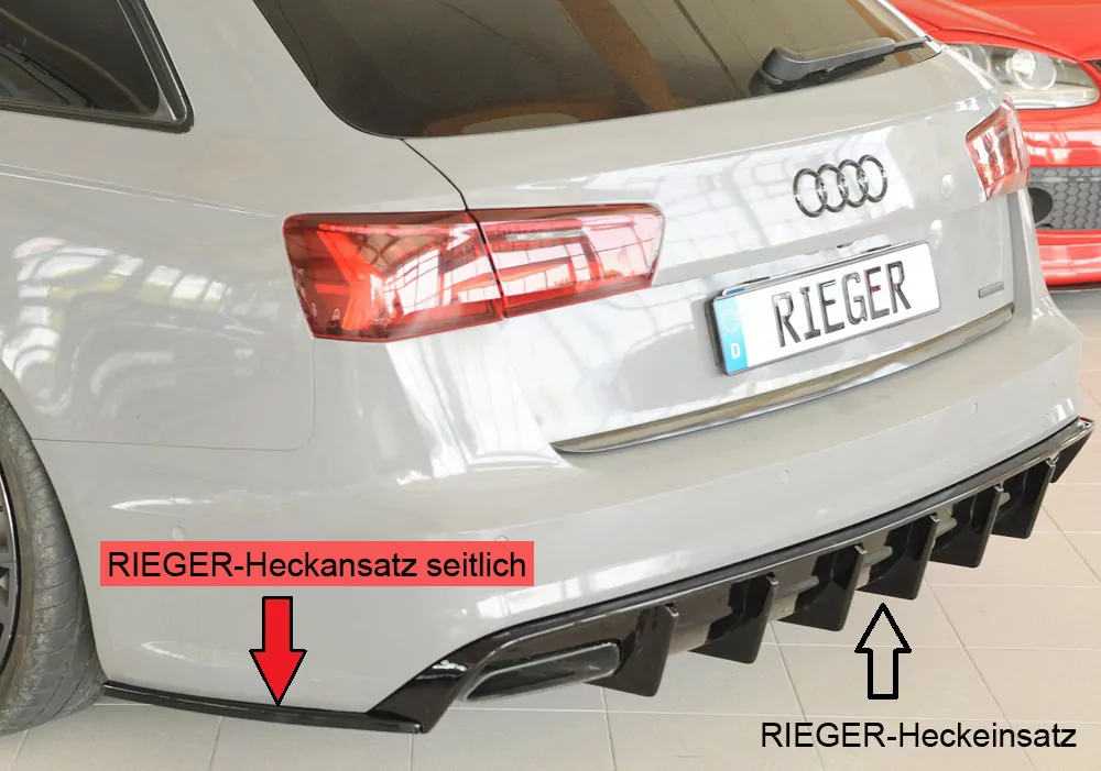 Rieger Heckschürzenansatz seitlich links glanz schwarz für Audi A6 S6 (4G/C7) Lim. 09.14- (ab Facelift)