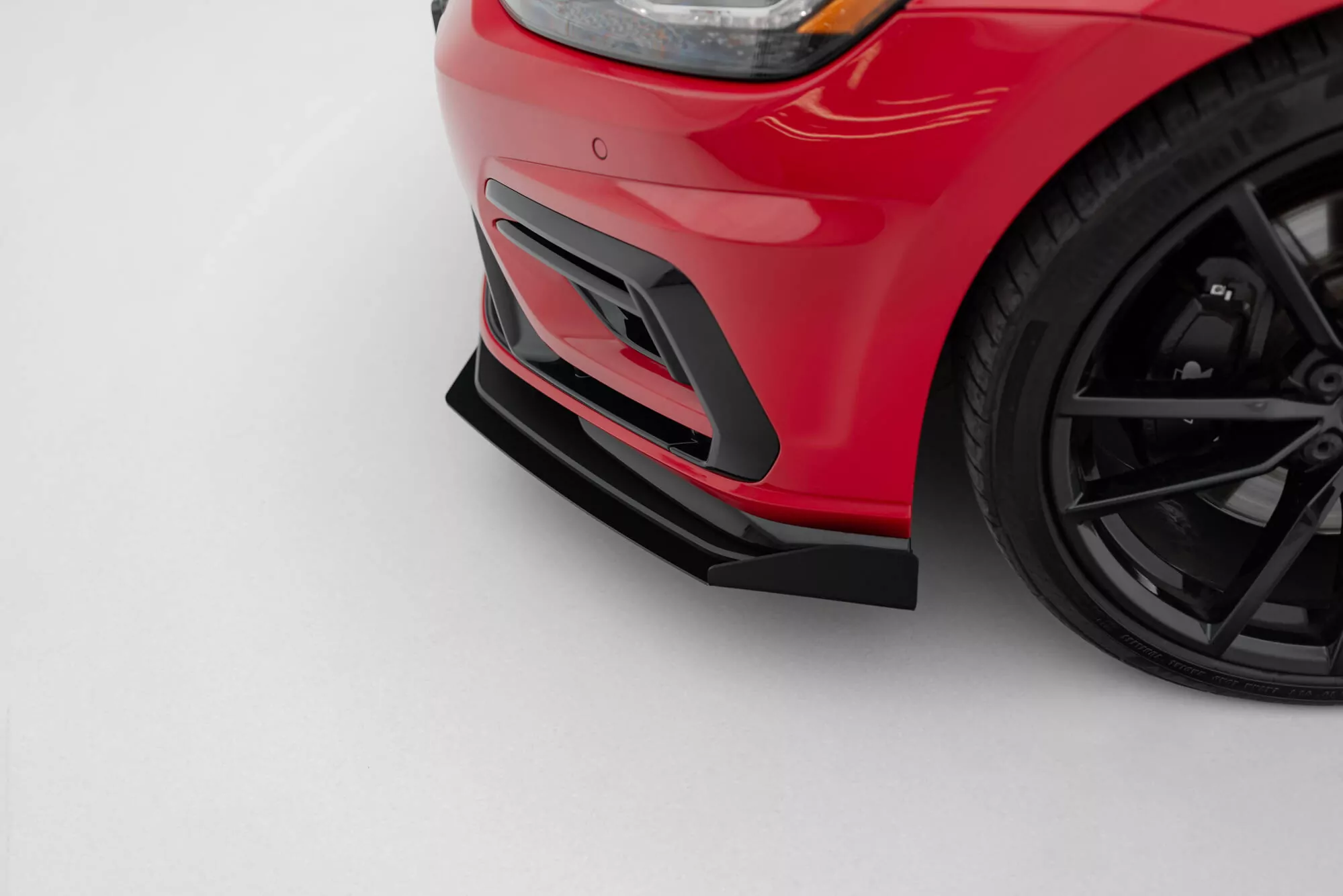 Robuste Racing Front Ansatz Für Passend +Flaps Für Volkswagen Golf R / R-Line Mk7 Facelift Schwarz Hochglanz