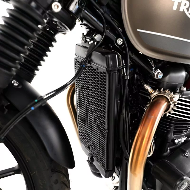 R&G Kühlergitter Schutz PRO BLACK Wasserkühler Triumph Bonneville T120 / T100 / Speed Twin 900 / 1200