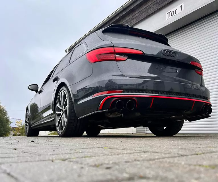 Audi S4/ S5 - B9  Endschalldämpfer rechts/links mit Abgasklappen, Mittelschalldämpfer und Vorschalldämpfer  - 2x100 Typ 25 rechts/links mit schwarz emallierten Endrohren