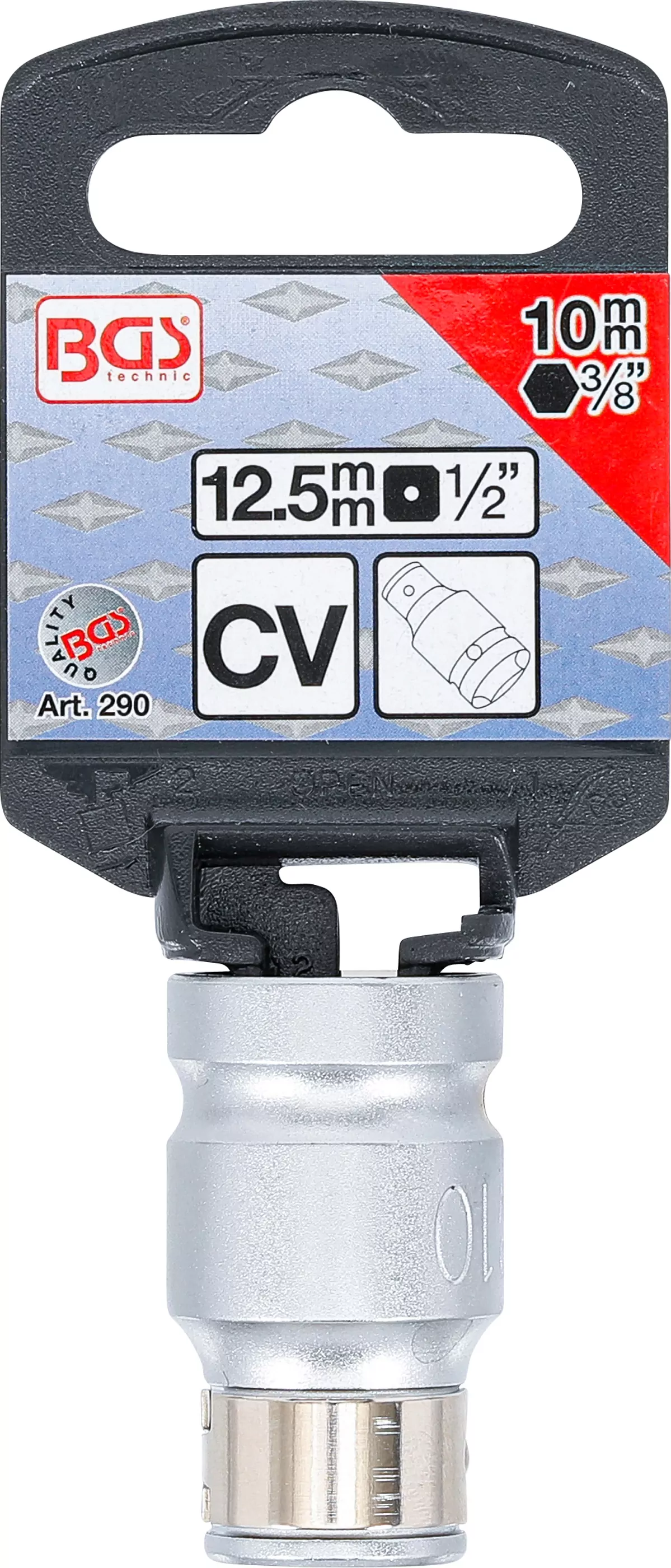 Bit-Adapter mit Haltekugel | Innenvierkant 12,5 mm (1/2") | Innensechskant 10 mm (3/8")