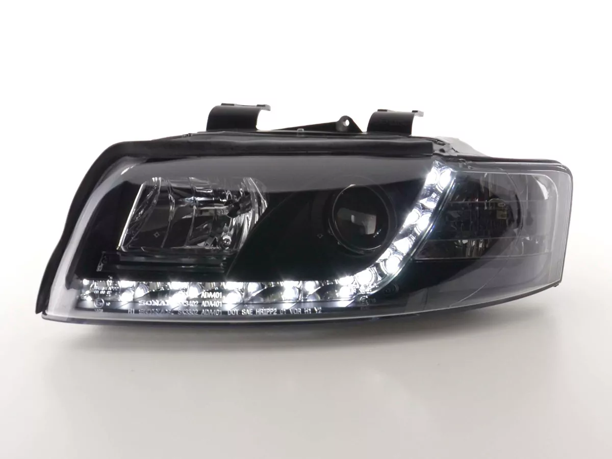 Scheinwerfer Set Daylight LED Tagfahrlicht Audi A4 Typ 8E Bj. 01-04 schwarz