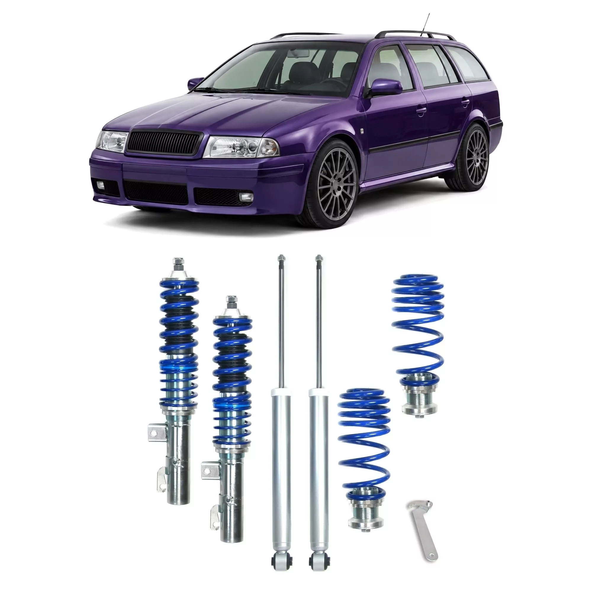 BlueLine Gewindefahrwerk passend für Skoda Octavia RS (1U) 1.8 ab Baujahr 05.2001, nicht für Modelle mit Allradantrieb