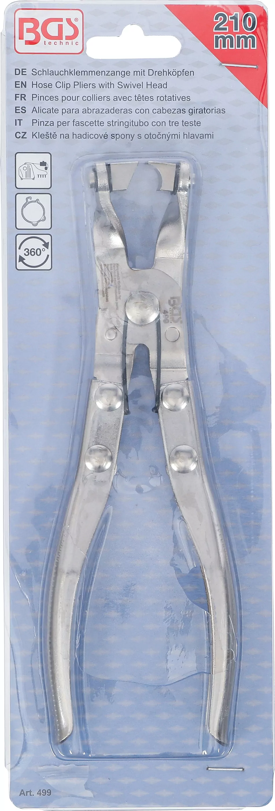 Schlauchklemmenzange mit Drehköpfen | 210 mm