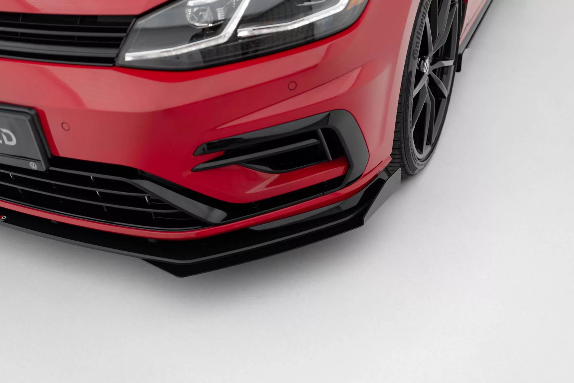 Robuste Racing Front Ansatz Für Passend +Flaps Für Volkswagen Golf R / R-Line Mk7 Facelift Schwarz Hochglanz