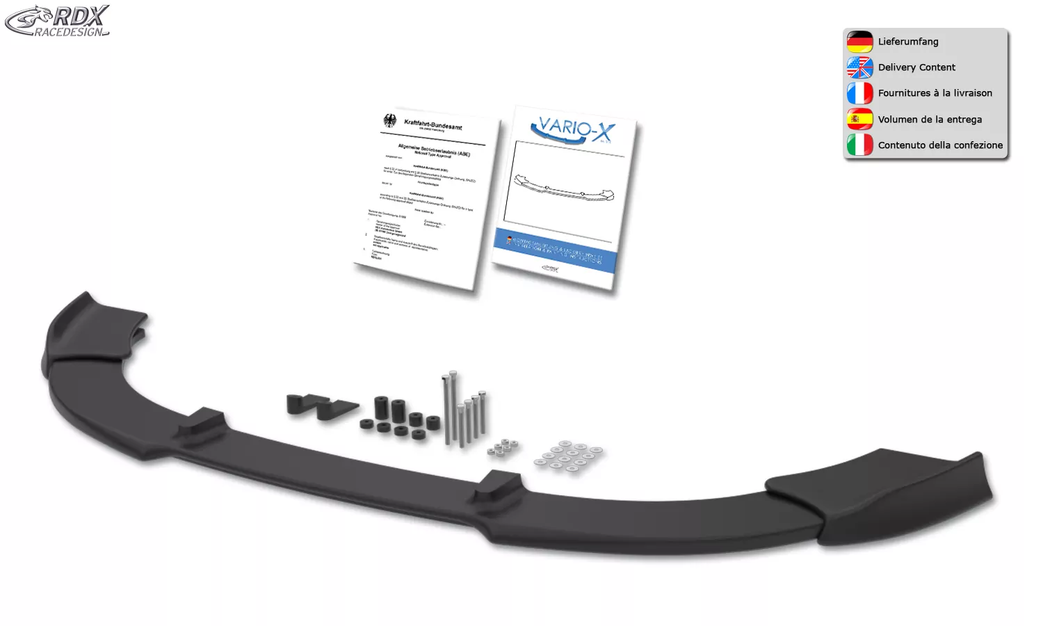 RDX Frontspoiler VARIO-X für FORD Fiesta MK7 JA8 JR8 (2008-2012) Frontlippe Front Ansatz Vorne Spoilerlippe