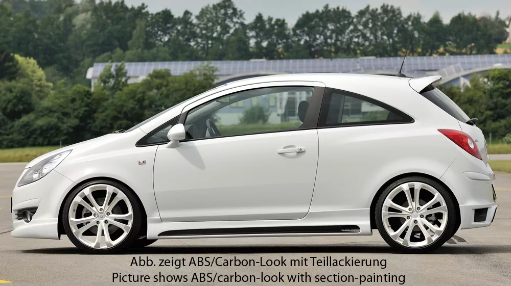 Rieger Seitenschweller links  matt schwarz für Opel Corsa D 3-tür. 07.06-12.10 (bis Facelift)