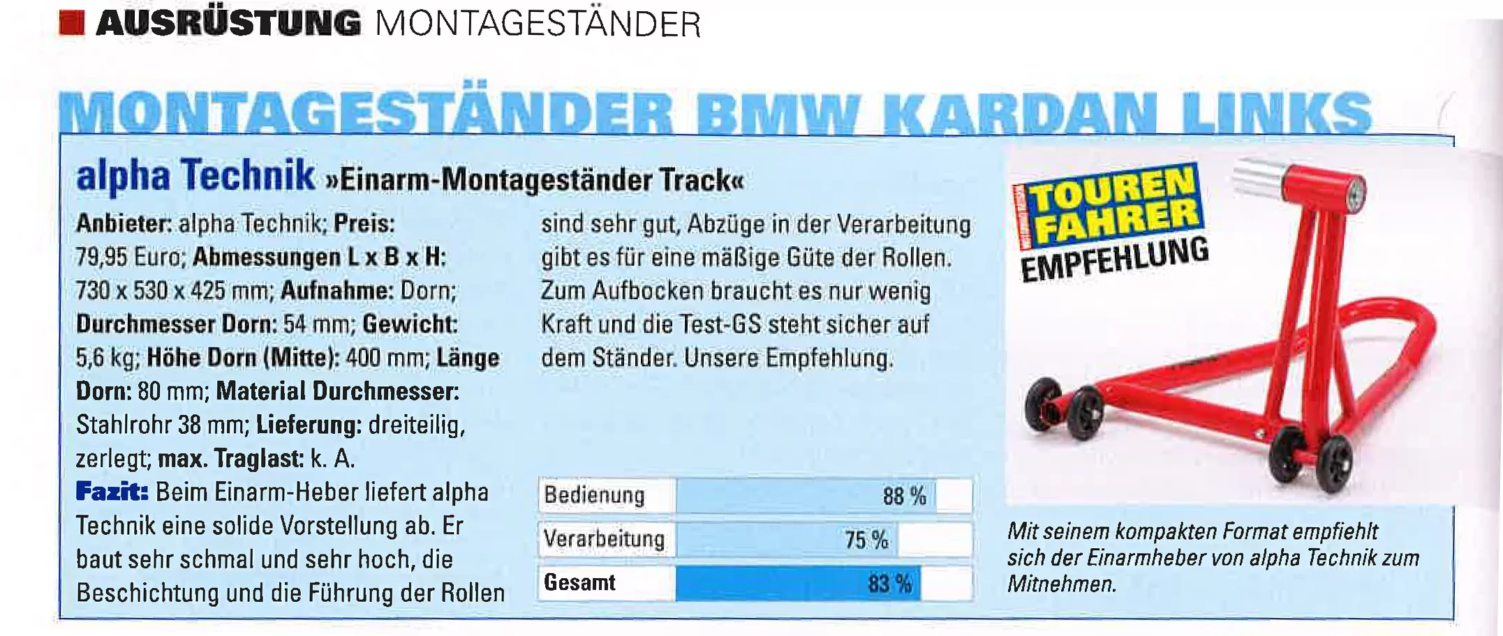 Dorn für Track Einarm-Montageständer 21 5mm / 25 5mm