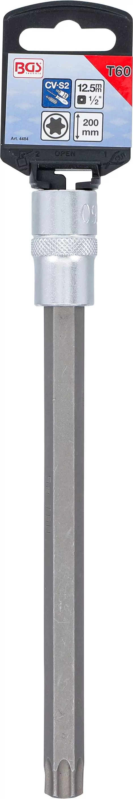 Bit-Einsatz | Länge 200 mm | Antrieb Innenvierkant 12,5 mm (1/2") | T-Profil (für Torx) T60