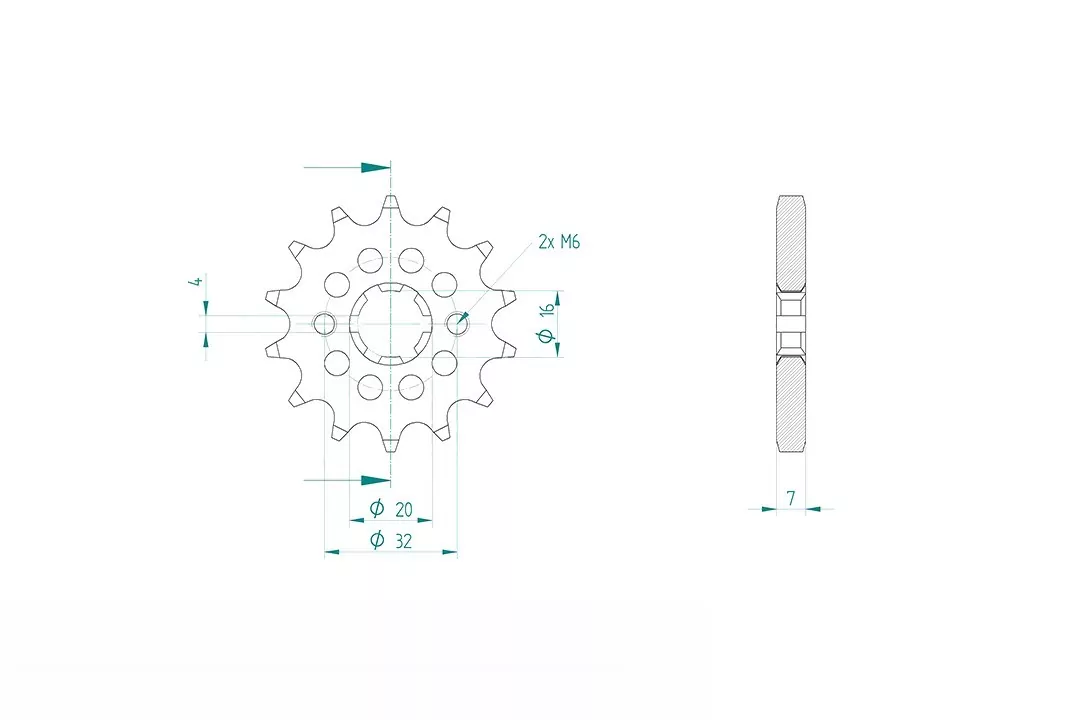 Ritzel 14 Zähne Teilung 428