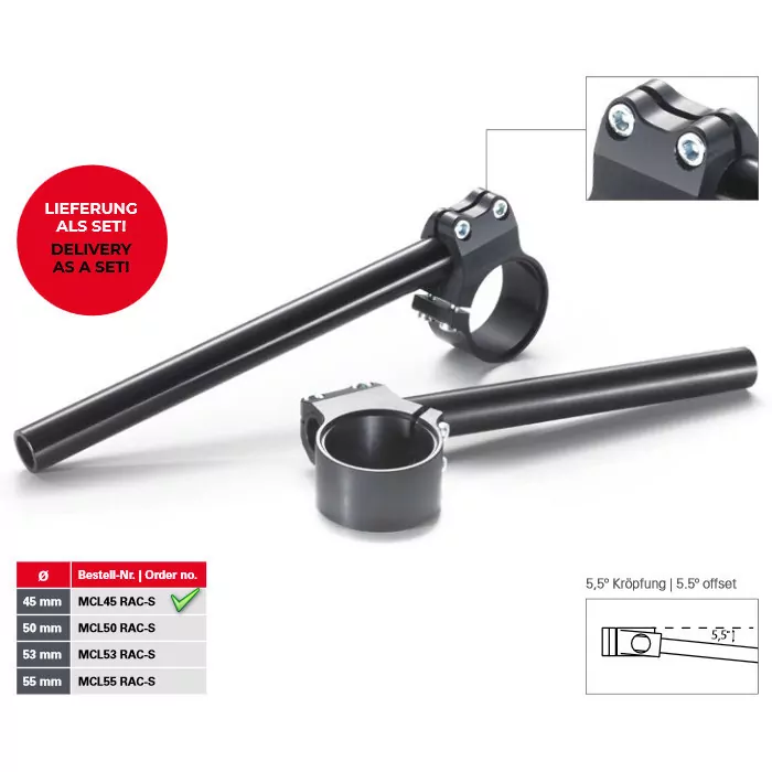 Racing-SP Stummellenker Set Klemmschellendurchmesser Ø 45mm