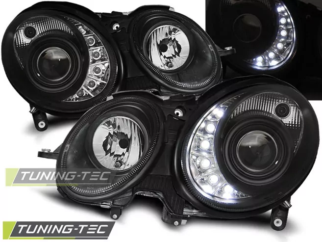 Headlights Daylight Black Fits Mercedes W211 E-Klasse 05.06-09