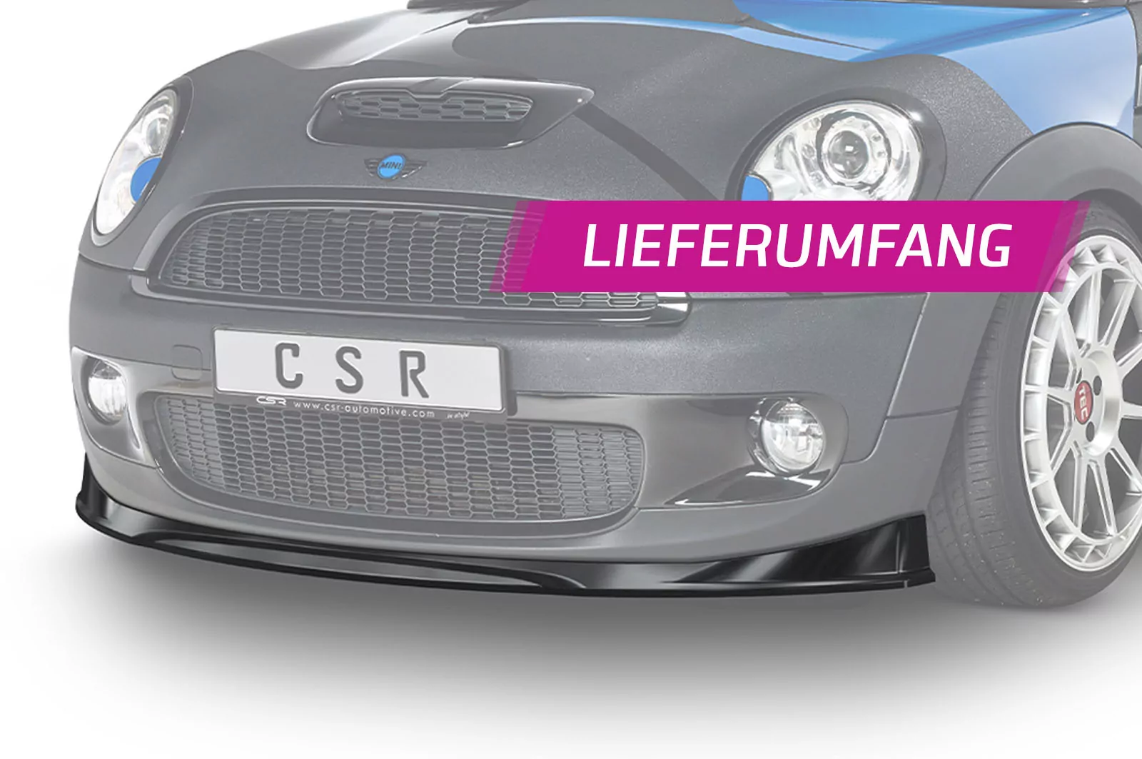 Cup-Spoilerlippe mit ABE für Mini Cooper S R56 CSL512 Schwarz Strukturiert