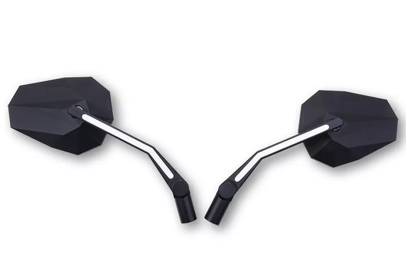 HIGHSIDER pro Handlebar Mirror Stealth -X3 Black With LED Position Light (Pair)