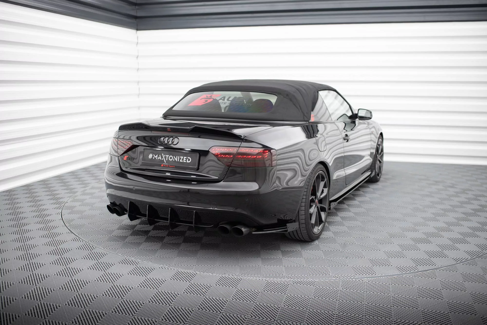 Street Pro Heck Ansatz Flaps Diffusor +Flaps Für Audi S5 / A5 S-Line Coupe / Cabriolet 8T Schwarz Hochglanz