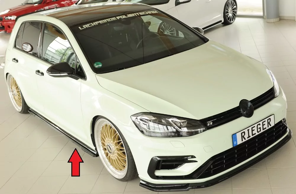 Rieger Seitenschweller rechts ansatz (ca. 19mm) glanz schwarz für VW Golf 7 R-Line 5-tür. 02.17- (ab Facelift)
