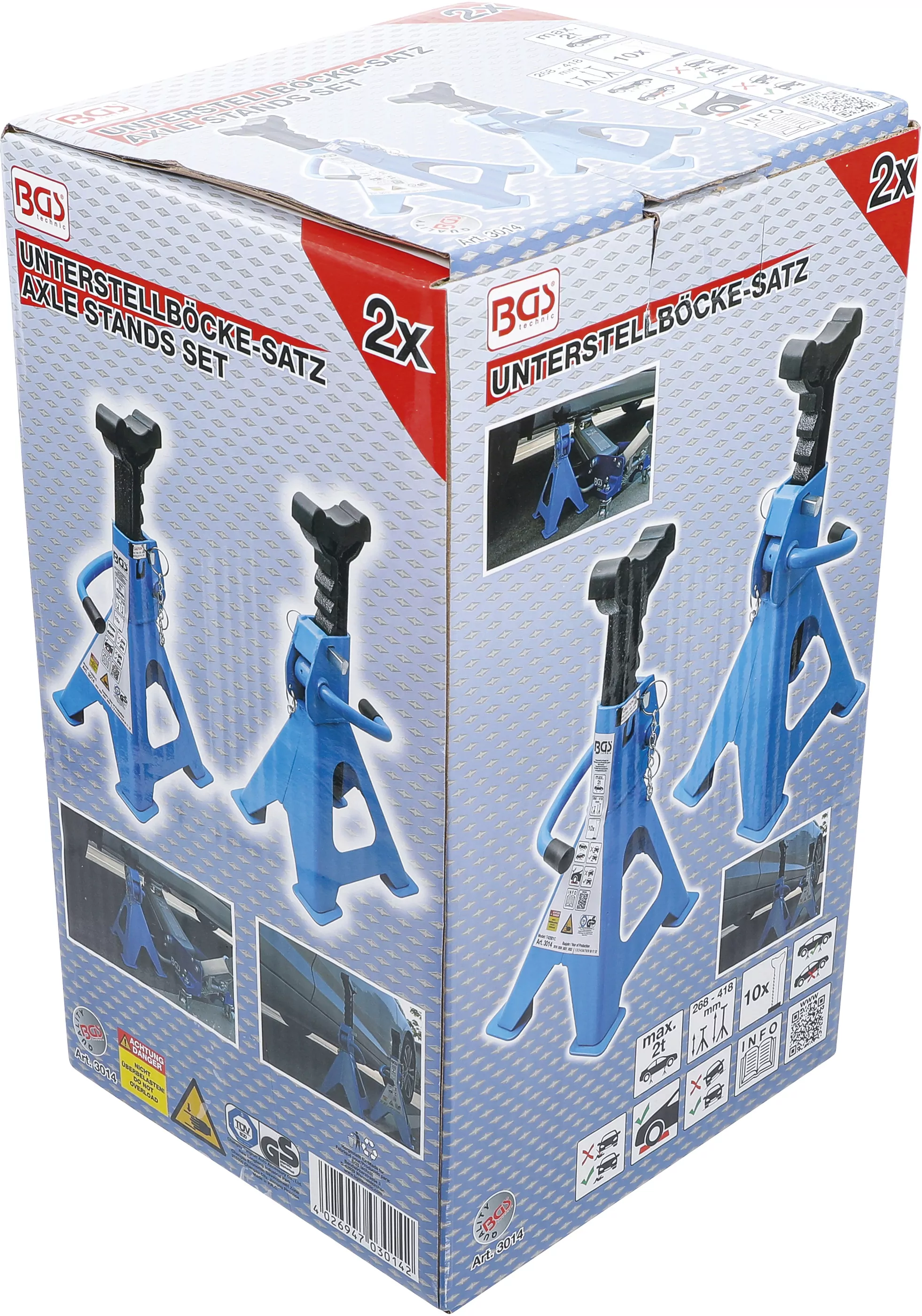 Unterstellböcke | Traglast 2000 kg / Paar | Hub 268 - 418 mm | 1 Paar