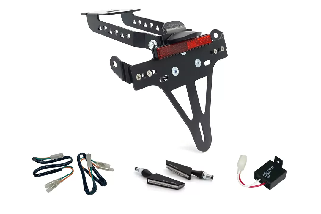 alpha Technik Kennzeichenhalter-Blinker-Kit SQ-LED für Kawasaki Z650 und Ninja 650 Typ: ER650H / EX650K (Modelljahr 2017 bis 2019) (Hinten)