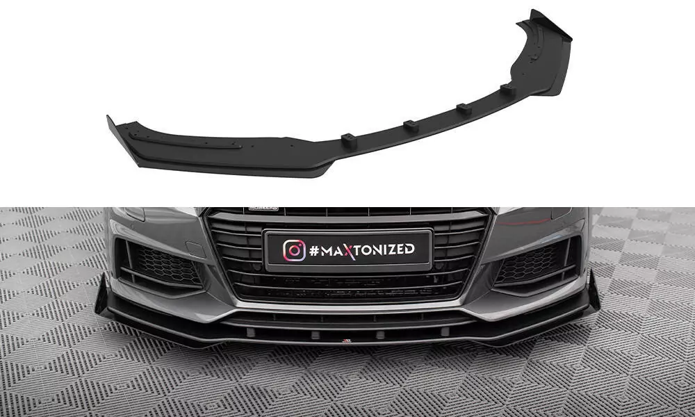 Street Pro Front Ansatz Für +Flaps Für + Flaps Audi TT S / S-Line 8S Schwarz Hochglanz