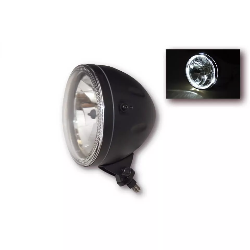 HIGHSIDER pro 5 3/4 Zoll Hauptscheinwerfer Skyline H4 Schwarz LED Standlichtring, E-Geprüft (1Stck)