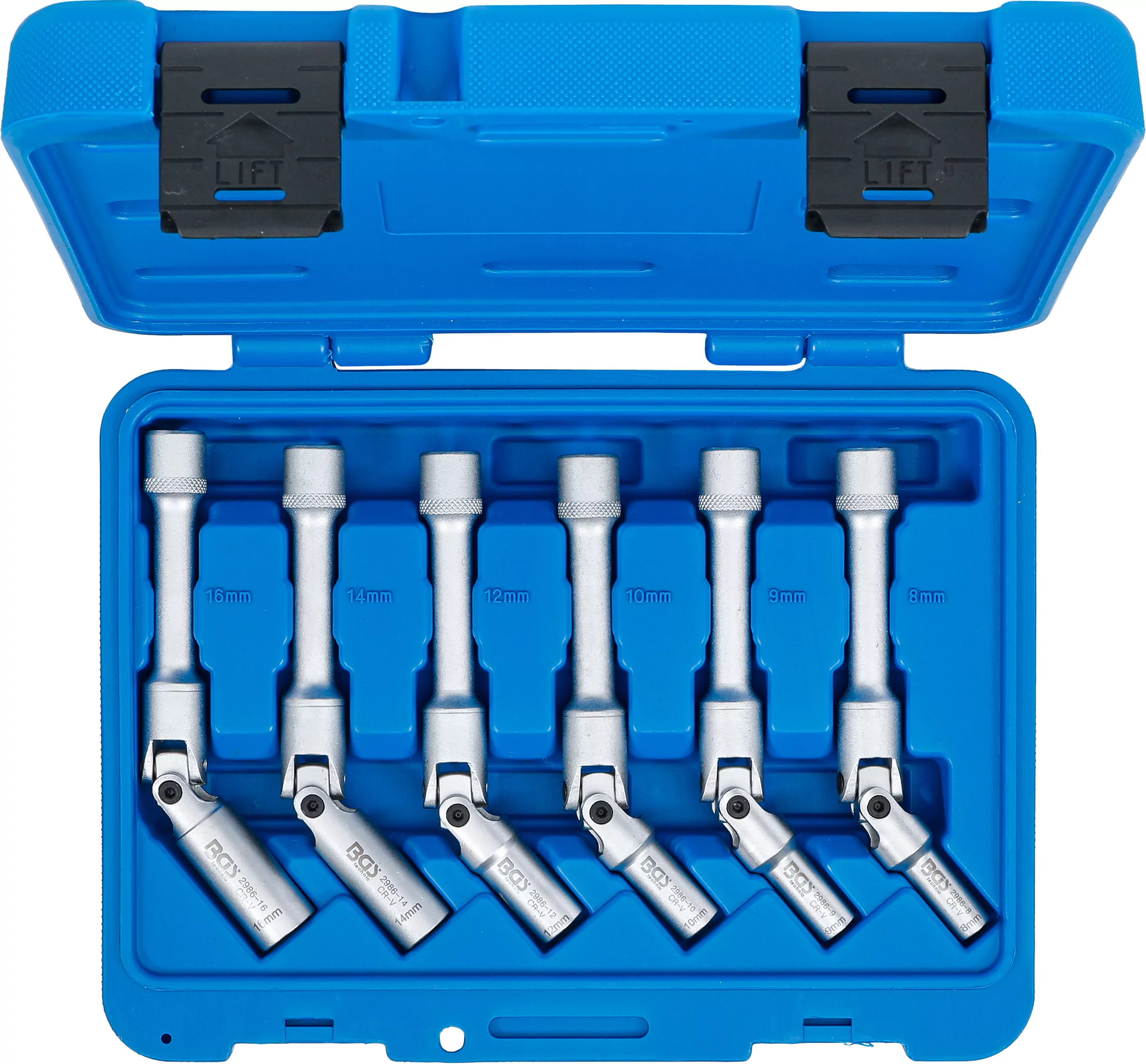 Universal Glühkerzen-Gelenkschlüssel-Satz, Sechskant | Antrieb Innenvierkant 10 mm (3/8") | SW 8 - 16 mm | 6-tlg.