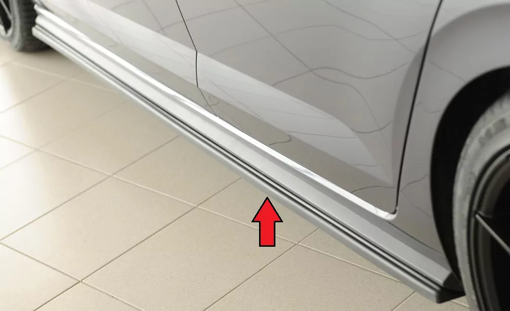 Rieger Seitenschweller links ansatz matt schwarz für VW Polo (AW) R-Line 5-tür. 06.17-05.21 (bis Facelift)