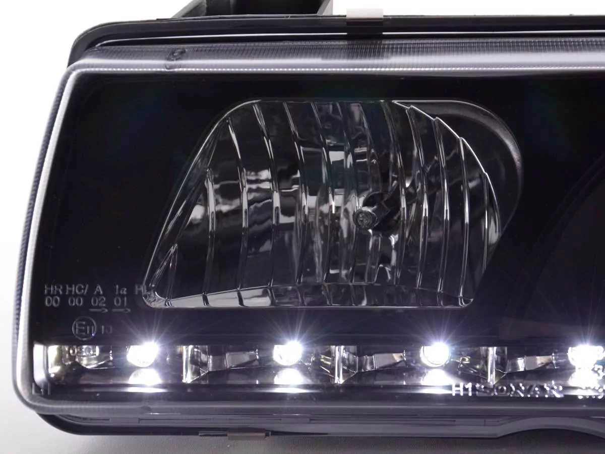 Scheinwerfer Set Daylight LED TFL-Optik BMW 3er Coupe, Cabrio Typ E36 Bj. 92-98 schwarz