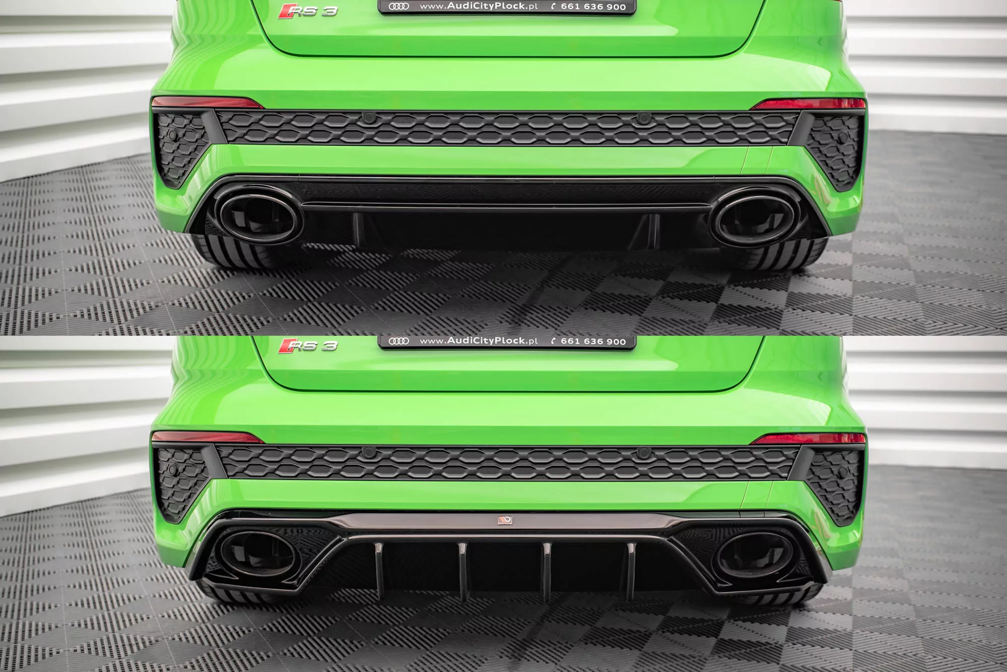 Diffusor Heck Ansatz Für Audi RS3 8Y Schwarz Hochglanz