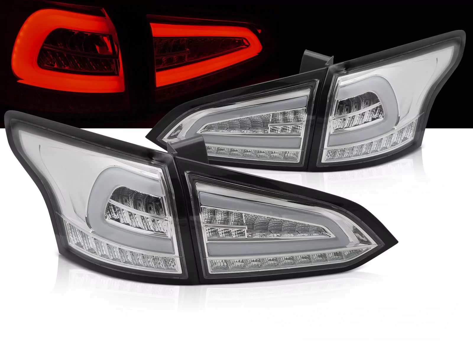 Led Tail Lights Chrome Seq Fits Ford Focus Mk 3 Sw 11-18