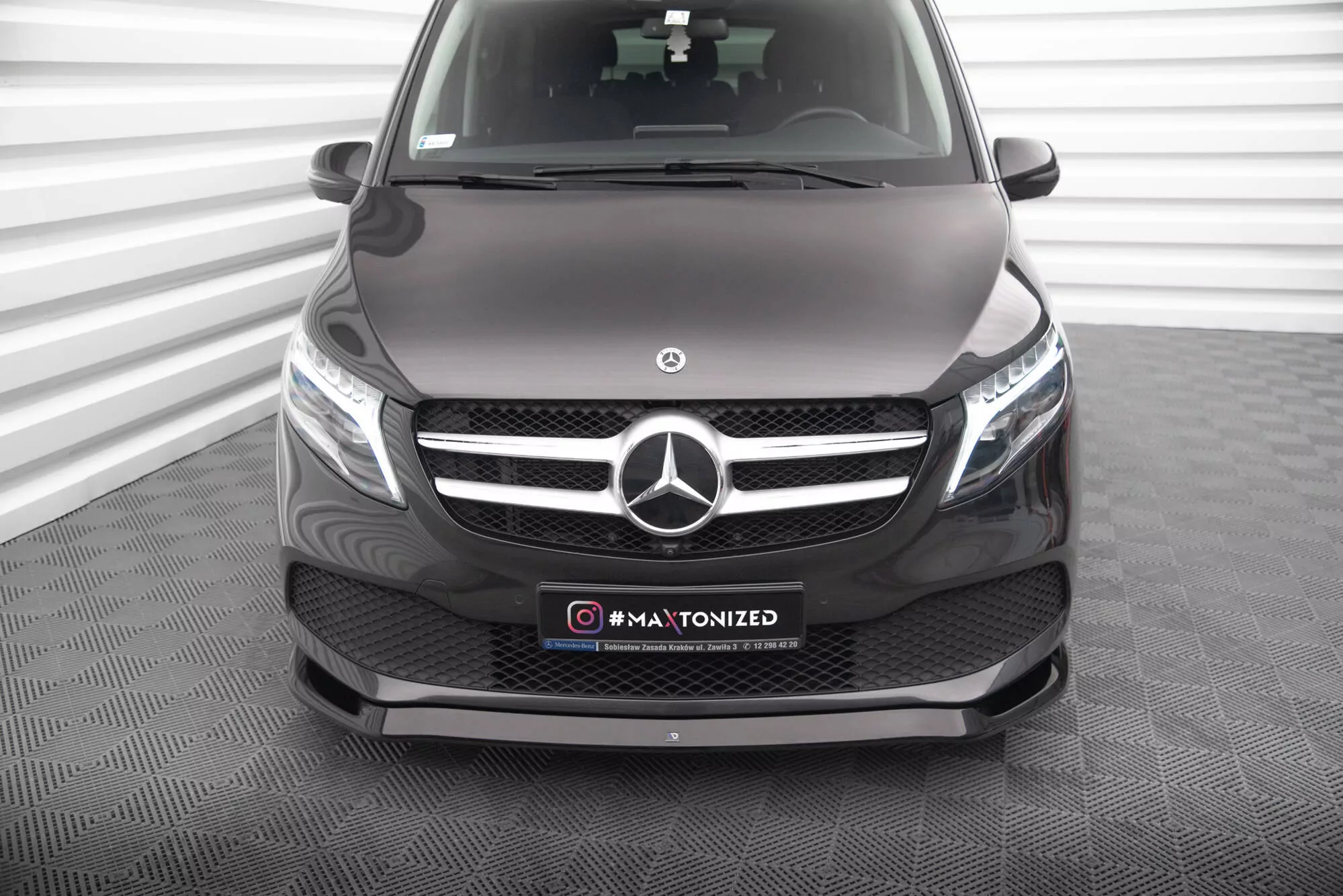 Front Ansatz V.1 Für Mercedes-Benz V-Klasse W447 Facelift Schwarz Hochglanz
