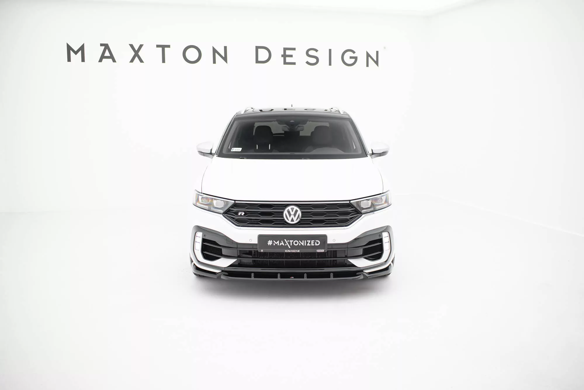 Front Ansatz Für Volkswagen T-Roc R Mk1 Schwarz Hochglanz