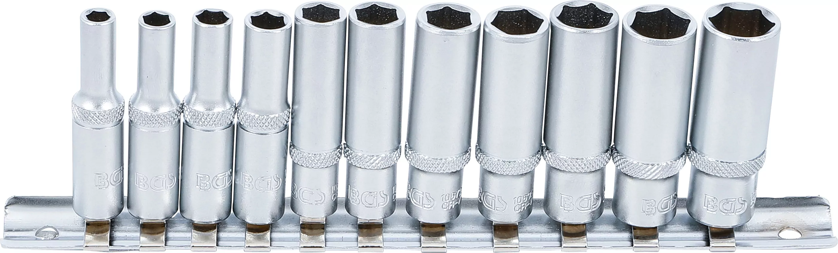 Steckschlüssel-Einsatz-Satz Sechskant, tief | Antrieb Innenvierkant 6,3 mm (1/4") | Zollgrößen | 11-tlg.