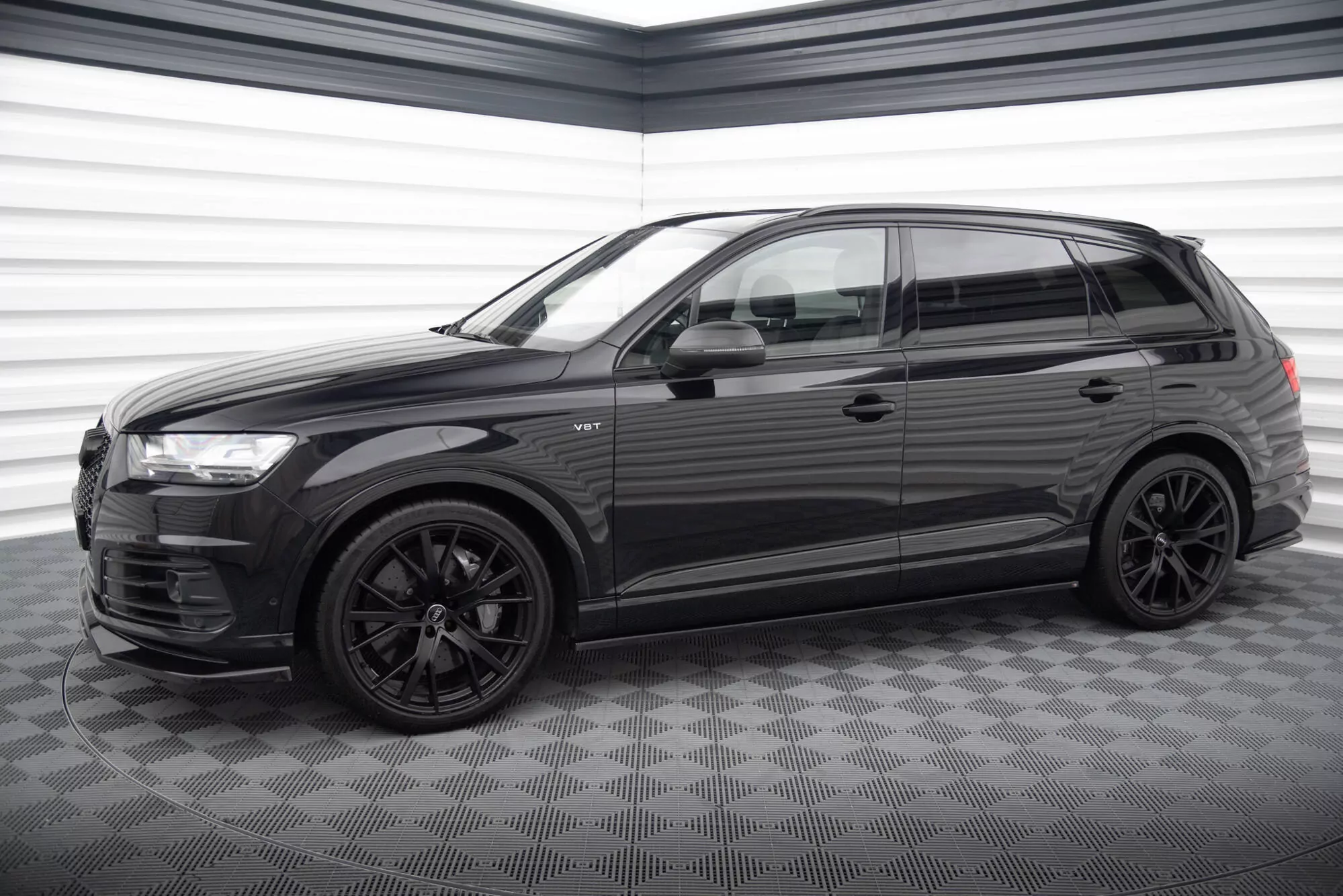 Seitenschweller Ansatz Für V.2 Für Audi SQ7 / Q7 S-Line Mk2 Schwarz Hochglanz