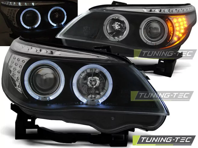 HEADLIGHTS ANGEL EYES BLACK LED INDICATOR fits BMW E60/E61 03-07  