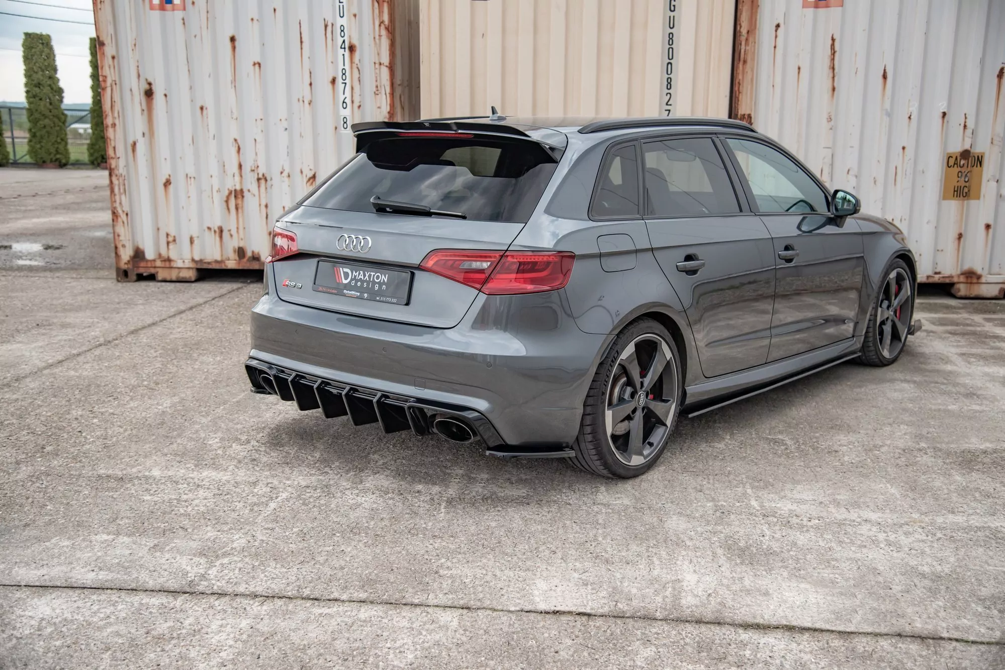 Heck Ansatz Flaps Diffusor Passend Für Diffusor Passend Für V.2 Audi RS3 8V Sportback Schwarz Hochglanz Schwarz Hochglanz